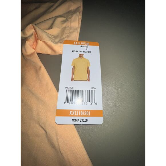 Hurley 3 Button Polo Short Sleeve Boys XXL (18/20) Melon Tint Heather - Picture 3 of 6